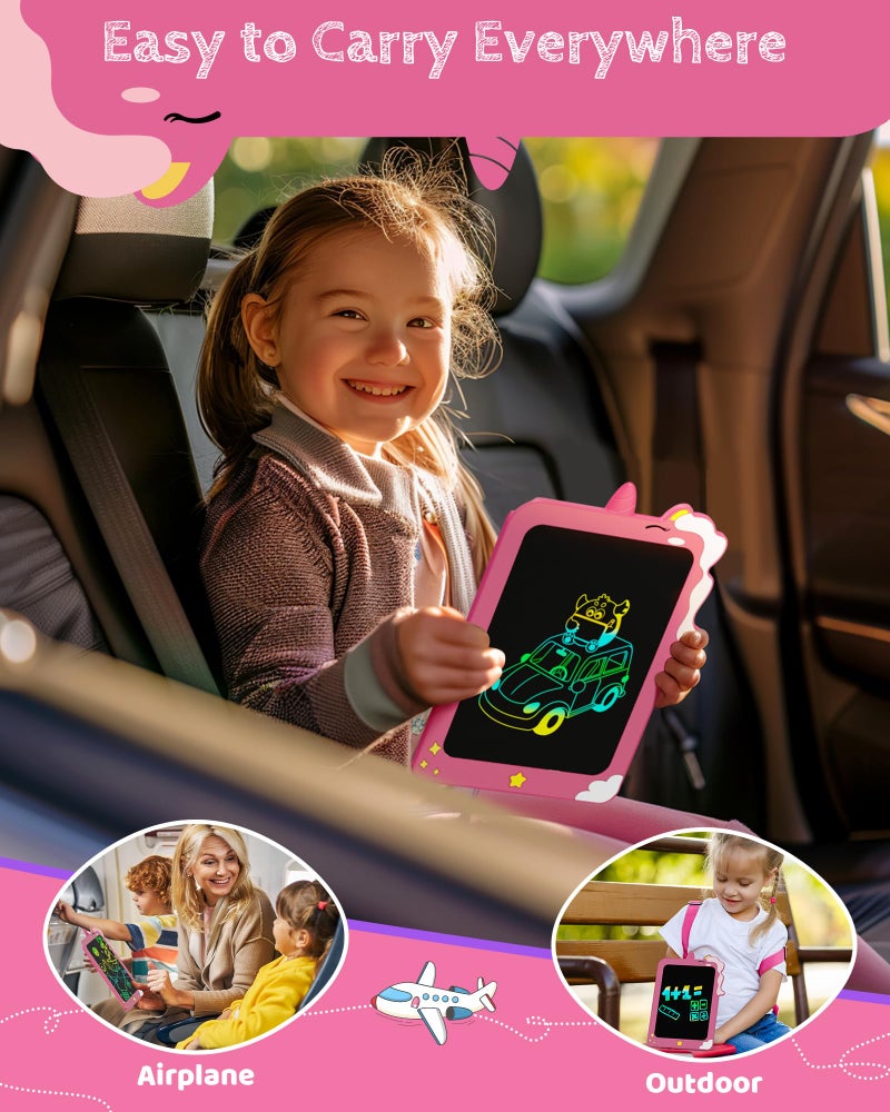 TEKFUN LCD Writing Tablet for Kids  8.5 Inch Unicorn Toddler Doodle Board  Drawing Tablet  Reusable Electronic Pads Educational and Learning Toy Gift for 3-8 Years Old Boy and Girl (Pink) - Image 2